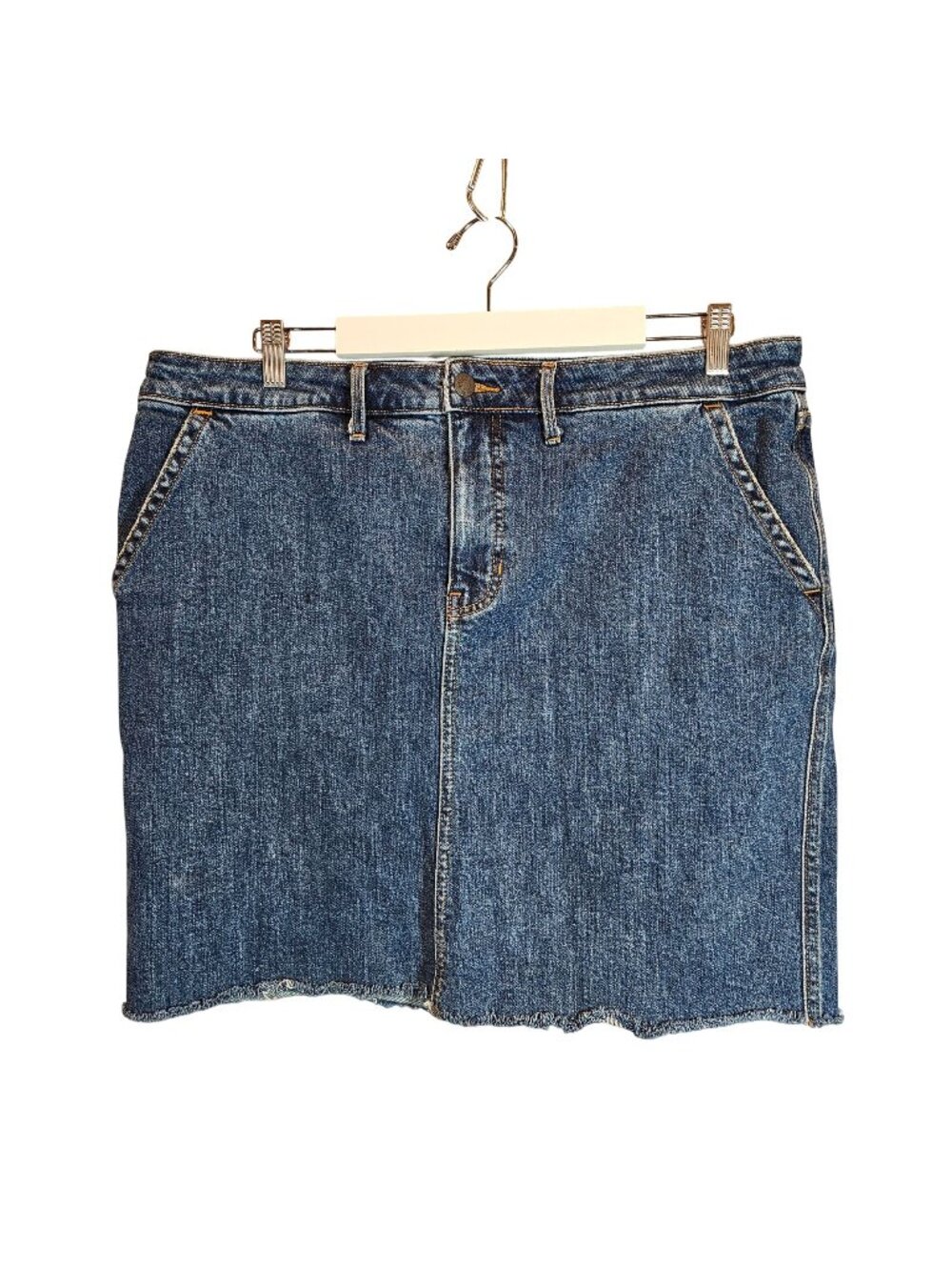 Old Navy Womens 16 Denim Skirt Blue Medium wash cowgirl casual classic raw hem